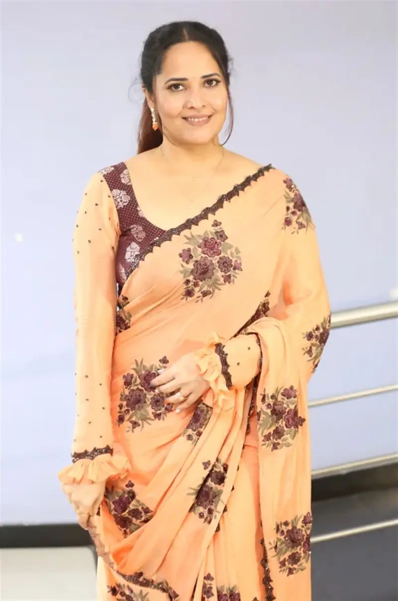 Telugu Actress Anasuya Bharadwaj In Beautiful Orange Saree